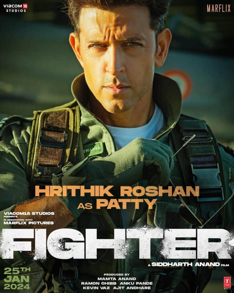 Fighter New Poster Out" Hrithik Roshan Introduces His Character Patty  from  Fighter